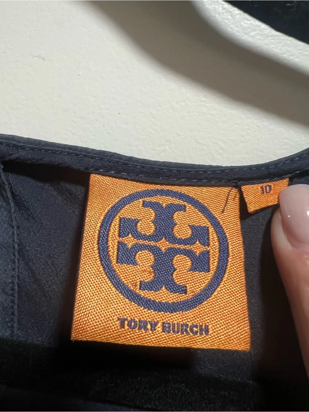 Tory Burch Navy Sleeveless Draped V-Neck top